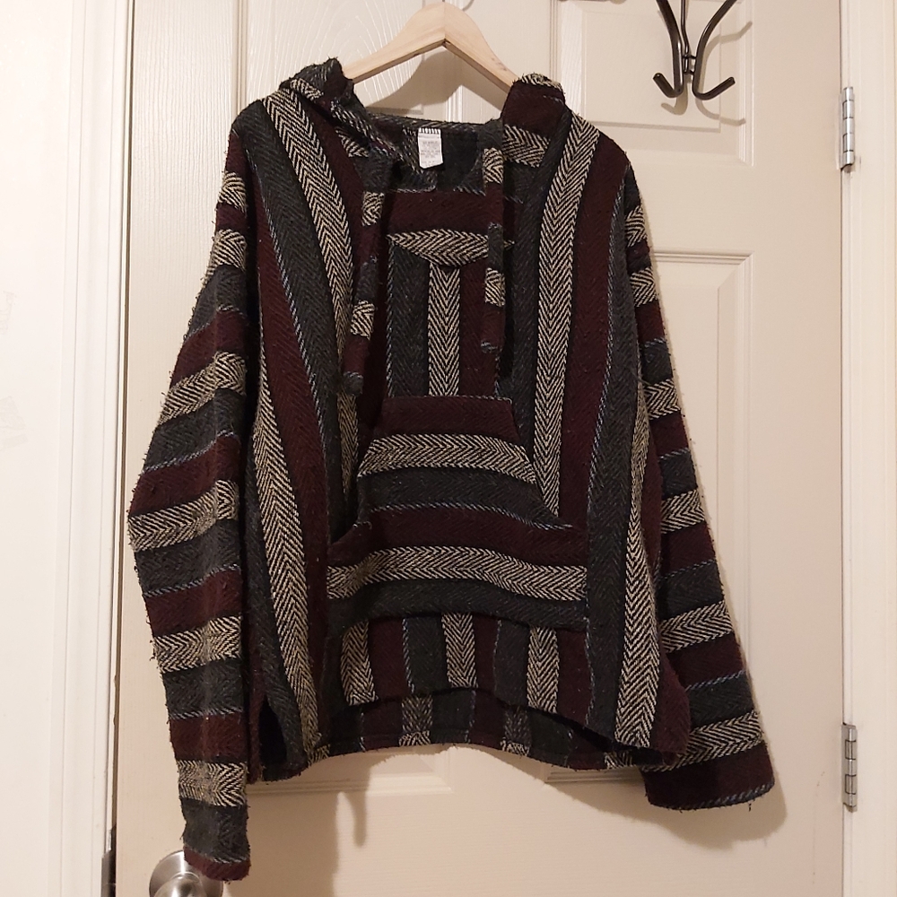2/$30Molina sweater burgendy silver blue oversized